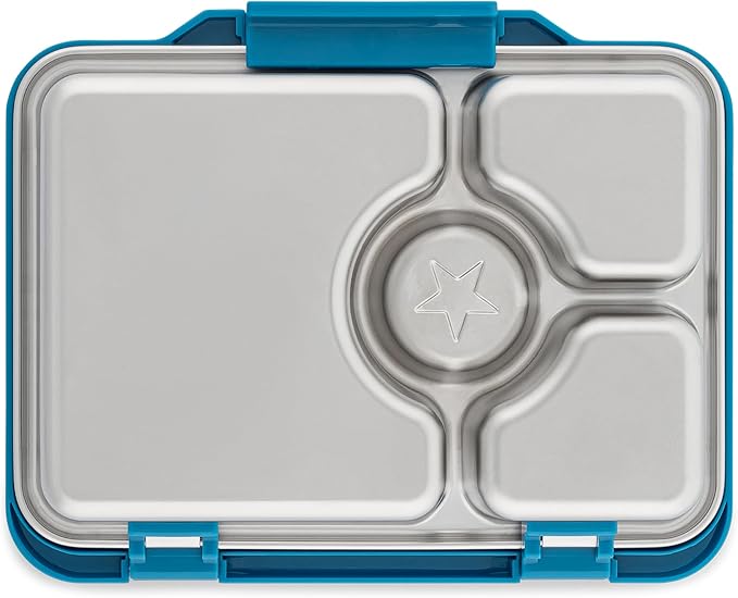 Yumbox Pr챗t Stainless Steel Bento Box ??Leakproof, Reusable Lunch Container for Kids & Adults ??Sandwich & Snack Friendly, BPA-Free, Durable Food Box (Normandy Blue)