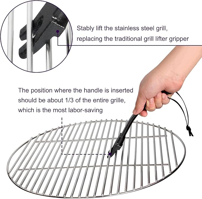FIRELOOP Grill Grate Lifter Grill Cast Iron Cooking Grid Lifter Cooking Grid Lifter (Cast Iron Grate Lifter)