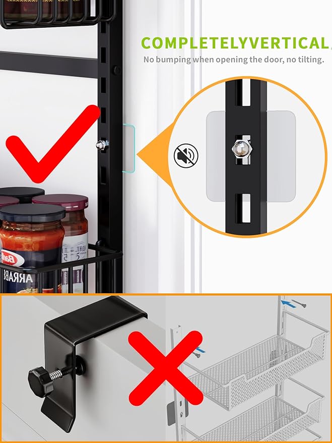 Over the Door Pantry Organizer, 9-Tier Over the Door Pantry Organizer Rack and Storage, Metal Hanging Spice Rack Shelves Door for Home Office Laundry Room Bathroom & Kitchen Organization Black