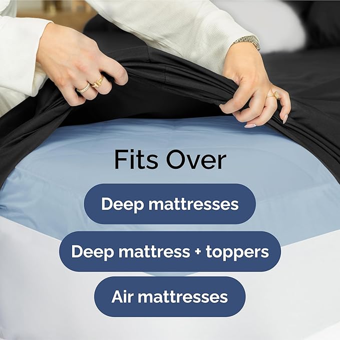 Extra Deep Pocket Twin XL Sheets - 3 Piece Breathable & Cooling Bed Sheets - Hotel Luxury Bed Sheet Set - Soft, Wrinkle Free & Comfy - Easily Fits Extra Deep Mattresses - Deep Pocket Black Sheets Set