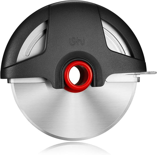 UHIYEE Pizza Cutter Wheel, 4.3" Large Pizza Slicer Wheel with Safety Blade Cover, Super Sharp Stainless Steel Pizza Wheel Slices Effortlessly, Easy Cleaning Pizza Cutters Dishwasher Safe, Gray