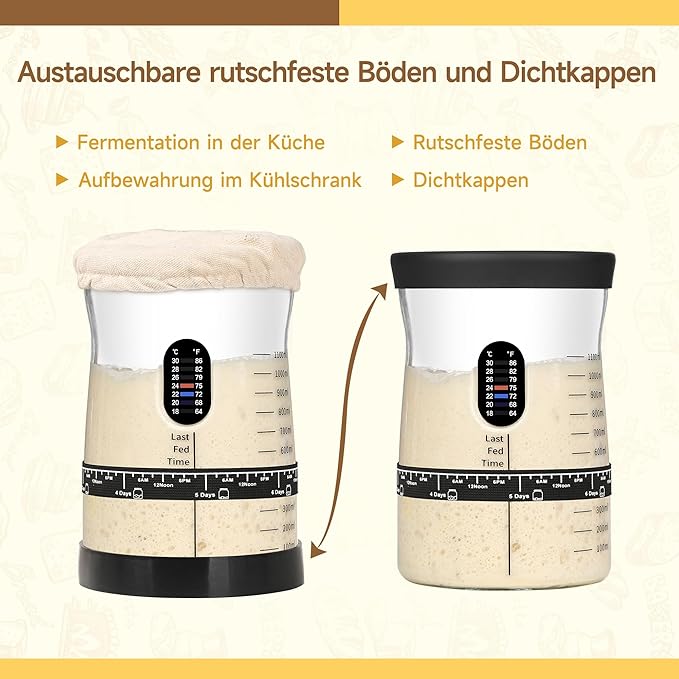 Pro Sourdough Starter Kit- 50oz Large Capacity Sourdough Starter Jar, 17 Flavorful Fermentation Recipes, Sourdough Bread Baking Supplies for Making Delicious Sourdough Breads(2 Sets)