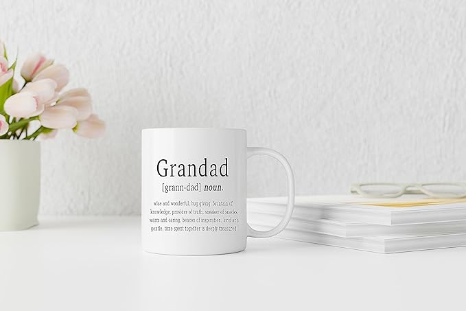 QASHWEY Grandpa Mug, Grandpa Coffee Mug, GrandpaGifts from Grandchildren, Grandad Grandfather Gift, GrandpaBirthday Coffee Cups Ceramic 11oz, Grandad Definition Tea Cup
