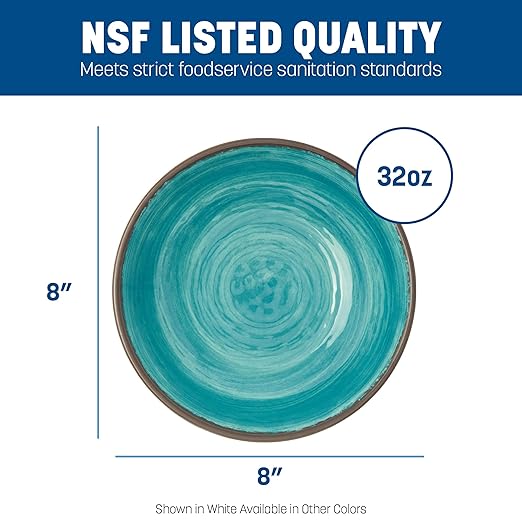 Carlisle FoodService Products Mingle Reusable Plastic Bowl Cereal Bowl with Pottery Style for Home and Restaurant, Melamine, 32 Ounces, Fireball, (Pack of 12)