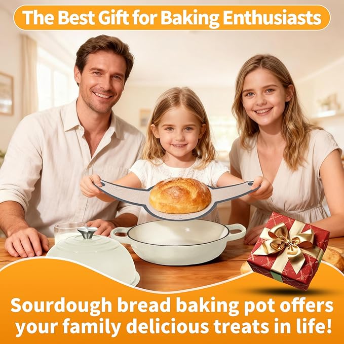 ONKO Sourdough Bread Dutch Oven, 6QT Dutch Oven for Sourdough Bread Baking, Enameled Cast Iron Bread Dome, Round Ceramic Dutch Ovens Pot with Lid for Homemade