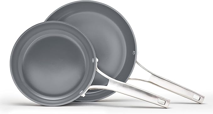 Calphalon짰 Premier Ceramic Nonstick 8" and 10" Frying Pan Set, Mushroom Grey