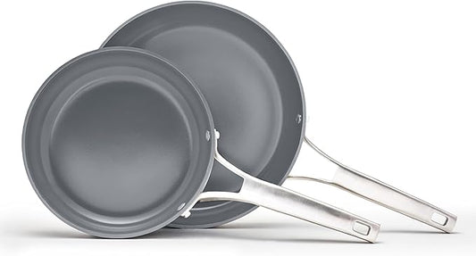 Calphalon짰 Premier Ceramic Nonstick 8" and 10" Frying Pan Set, Mushroom Grey