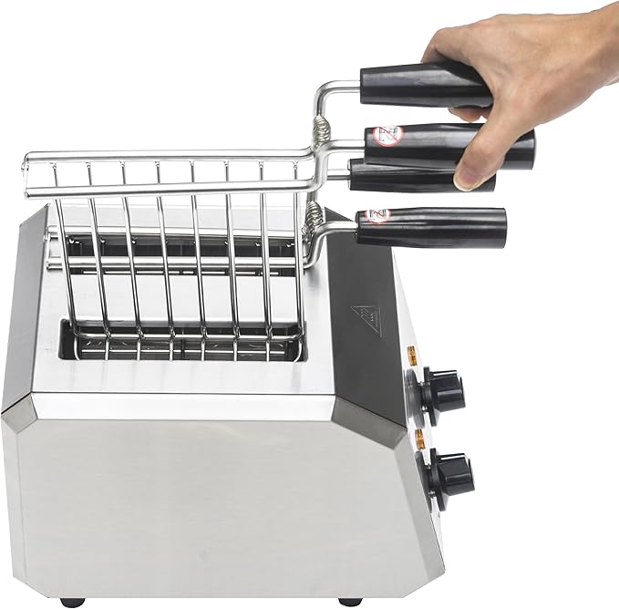 8 Inch Electric Sandwich Toaster, Polished Top and Bottom with SUS 304 Tongs, 8 Minutes Timer,Suitable for Home&Commercial Use. (Grey)
