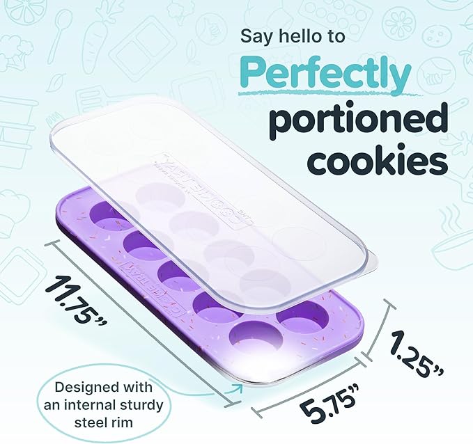 Souper Cubes Silicone Cookie Dough Freezer Tray - Perfect for Freezing and Storing Cookies, Mini Chocolates, Mini Egg Bites, Peanut Butter Cups and More - Lavender With Sprinkles - 2-Pack