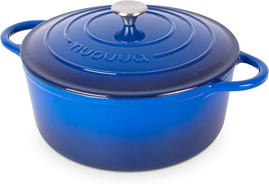 Cast Iron Dutch Oven with Lid ??Non-Stick Ovenproof Enamelled Casserole Pot ??Sturdy Dutch Oven Cookware ??Dark Blue, 7.3-Quart, 30cm ??by Nuovva