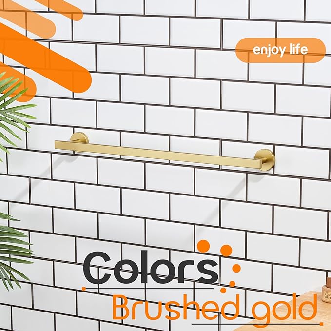 20 Inch Bathroom Towel Bar Bath Towel Rack Kitchen Towel Holder Towel Shelf Wall Mounted SUS304 Stainless Steel Brushed Gold AN4001GD-L20
