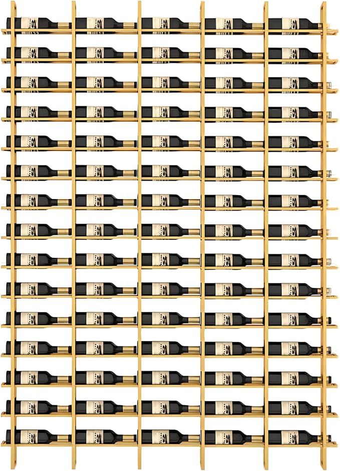 Wall Mounted Wine Rack, H 94.49inch, 16 Rows, Gold 80 Bottle Wine Cellar Racks, Metal Wine Bottle Holder for Home Bar, Wine Kitchen Storage (Gold, 5 Columns竊?0 Bottles竊?