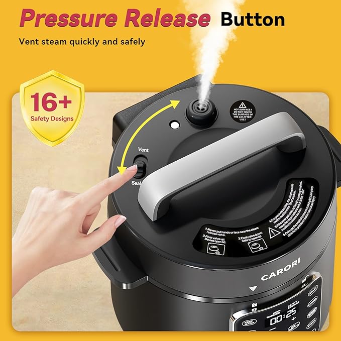 Electric Pressure Cooker 6 Qt, 9 Functions Programmable Instant Pot with IMD Touchscreen, Rice Cook, Slow Cook, Steam, Saut챕, Warm, 16+ Safety Features, 1000W Black