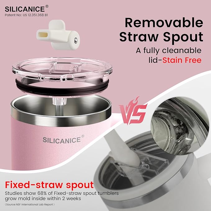 SILICANICE Kids - 24oz Insulated Tumbler - Removable Flip Spout & Straw Water Bottle With Durable handle, Base & Lid, Leak proof, Perfect for School, Sports, Lunch, Travel & Camp- Cream