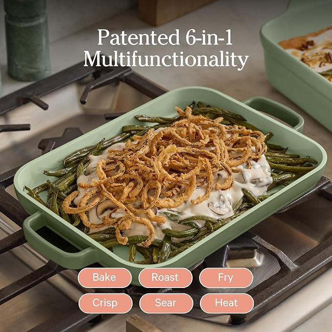 Our Place Mini Griddle Pan | 9" (2 Qt) Nonstick Ceramic Griddle Pan for Stovetop & Oven | PFAS-Free, Oven-Safe up to 450째F, Easy-Grip Handles | Sage