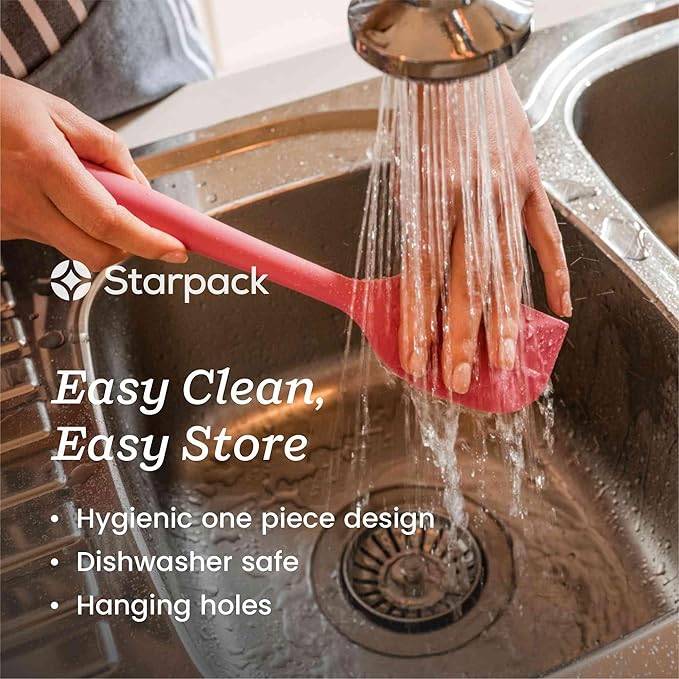 StarPack 'Scrape & Stir' Silicone Spatula Set (4 Pcs) - Heat Resistant Spatula Set 600째F - Food Grade Kitchen Spatulas - Nonstick Silicone Baking & Cooking Spatulas - Rubber Turner Set for Kitchen Use