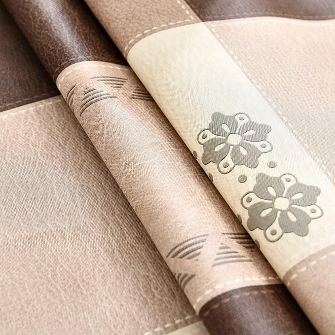 LOHASCASA Rectangle Thanksgiving Tablecloth Vinyl Oilcloth Spillproof Plastic - Wipeable Tablecloth Large Banquet - Tan and Brown Checkered Tablecloths 54 x 108 Inch