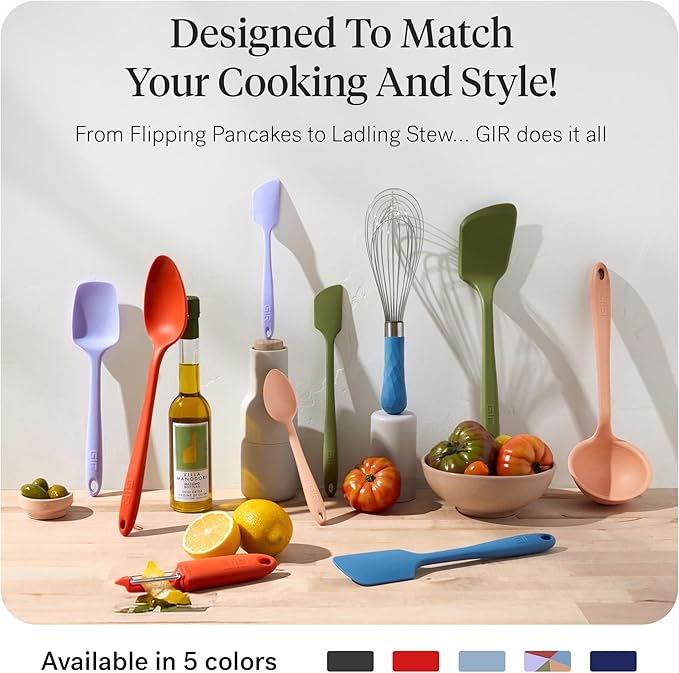 GIR: Get It Right 10-Piece Silicone Ultimate Kitchen Utensil Set ??Spatulas, Ladle, Flip, Spoons, Whisk, Peeler & Spoonula ??Nonstick, Non-Toxic, Heat-Resistant ??Red