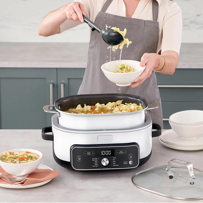 Ninja Foodi PossibleCooker PRO MC1000 8.5Qt Multicooker 8 in 1 Slow Cooker,Warmer, Glass Lid, Integrated Spoon, Nonstick (WHITE)