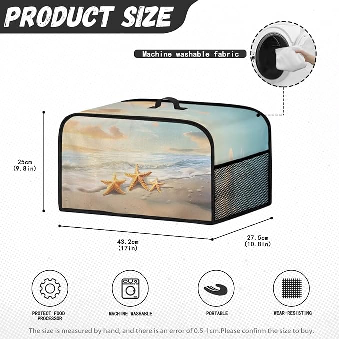 Slow Cooker Cover Dust Cover Oval Appliance Cover 6+ Quart Slow Cooker Beach Print Top Cover with Handles and Accessories Pocket