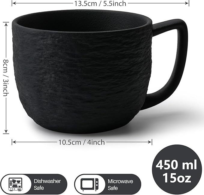 MIAMIO ??15 oz Coffee Mugs/Mug Set of 4 - Ceramic Mug for Coffee, Latte, Cappuccino, and Tea - Oasis Collection