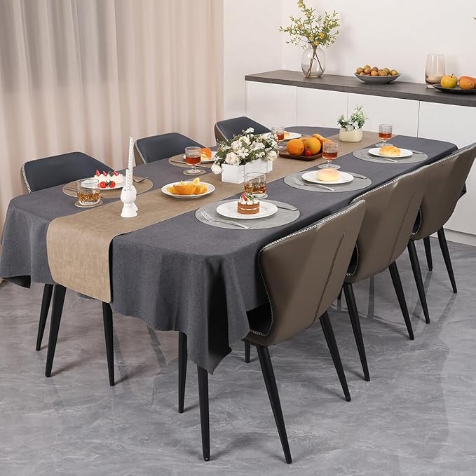 Myir JUN Reversible Vinyl Round Placemats Set of 4, Faux Leather Place Mats Dual Sided Waterproof Oilproof Wipeable, Heat-Resistant Table Mats for Kitchen Dining Indoor Outdoor (14", Light Gray Beige)