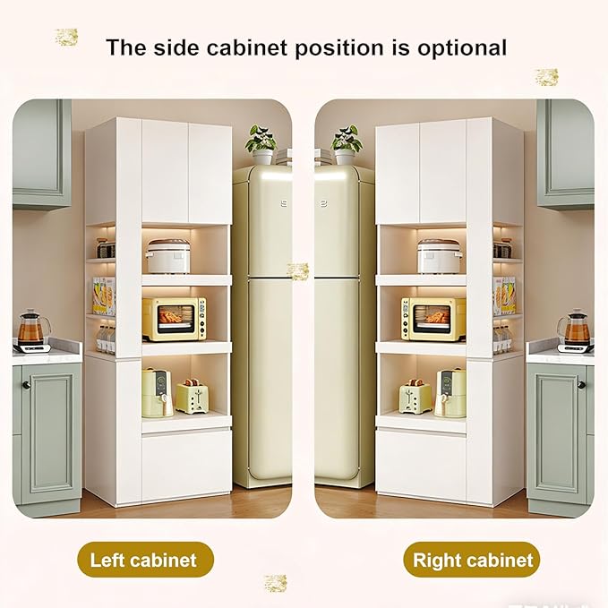 LINLIUA 71'' Tall Kitchen Pantry Cabinet, Wood Pantry Storage Cabinet with Doors, 3 Pull-Out Shelves and Drawer, Modern Slim Kitchen Hutch for Dining Room Small Space
