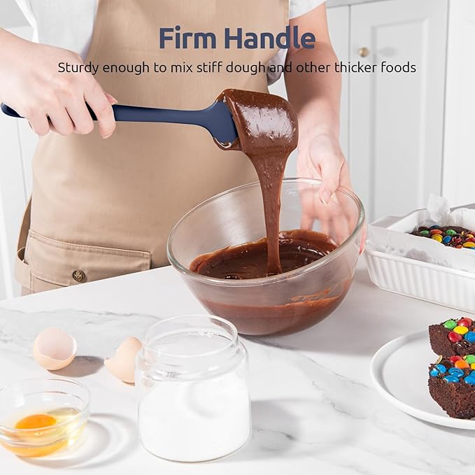 U-Taste 600쨘F Heat Resistant Silicone Spatulas: Flexible Food-Grade Silicon Baking Scraper, Kitchen Cooking Mixing Utensils with Upgraded Sturdy Handle Tip for Nonstick Cookware (4-Pc., Midnight Blue)