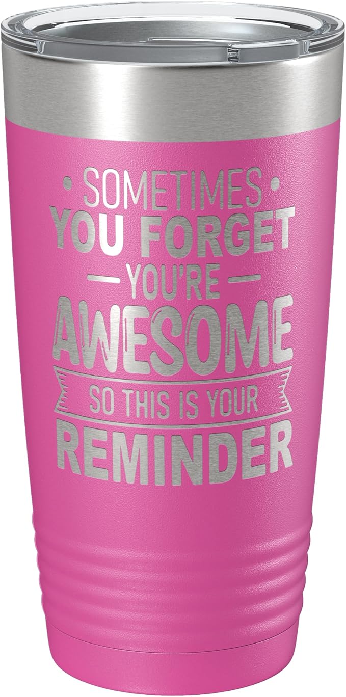 Spotted Dog Company Inspirational Tumbler, Inspirational Gifts for Men Dad Father Wife Sister Women, Birthday For Him Her, You?셱e Awesome Tumbler, Teacher Coworker Gifts 20oz Pink