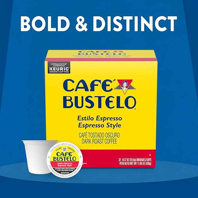 Caf챕 Bustelo Espresso Style, Dark Roast Coffee, Keurig K-Cup Pods, 32 Count Boxes (Pack of 4)