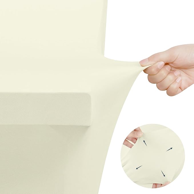 Utopia Kitchen Spandex Tablecloth 2 Pack [4FT, Ivory] Tight, Fitted, Washable and Wrinkle Resistant Stretch Table Cloth Rectangle Cover for Trade Show, Weddings & Parties [48Lx30Wx30H Inch]