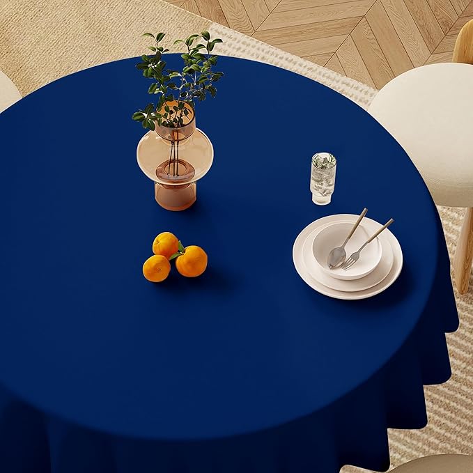 sancua Navy Blue Round Tablecloths 120 Inch, 6 Pack - Circle Fabric Cloth Table Cloths for Wedding Party Banquet Birthday, Washable Polyester Table Cover (Fit 30-72 Inch Tables)