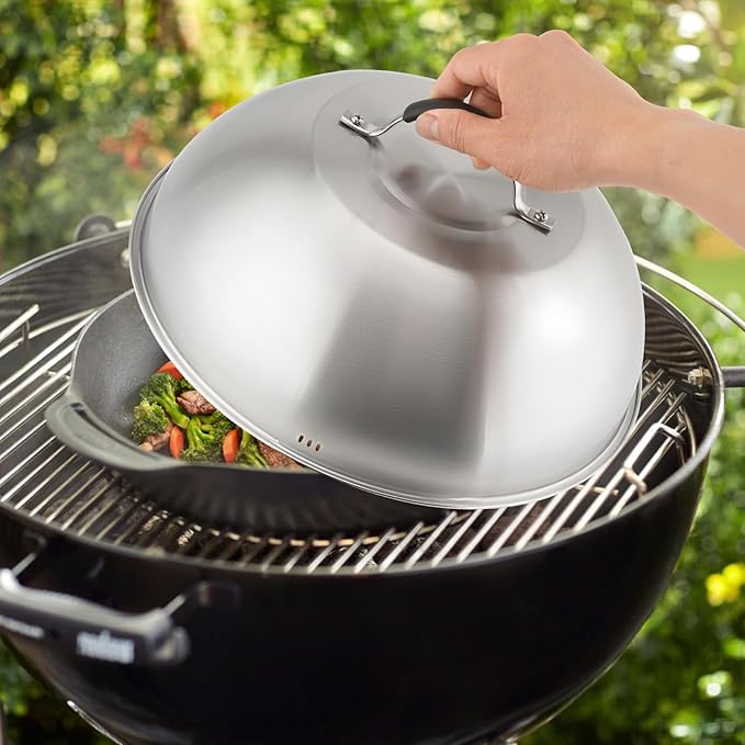 only fire Chesse Melting Dome,9 Inch &12 Inch Heavy Duty Round Basting Steam Cover,Stainless Steel Griddle Accessories for Flat Top Griddle Grill Indoor or Outdoor,2PCS,Dishwasher Safe