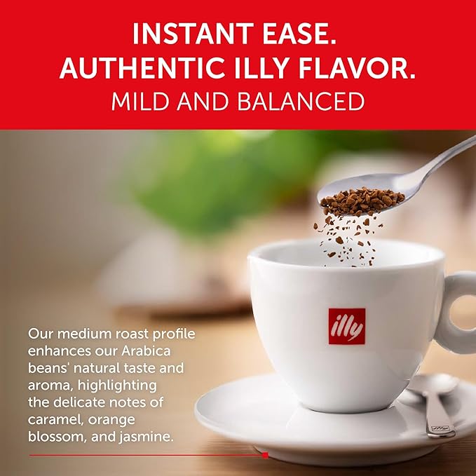 illy Instant Coffee, Classico Medium Roast, 100% Arabica, Premium Italian Coffee, 3.3oz, 6 Pack