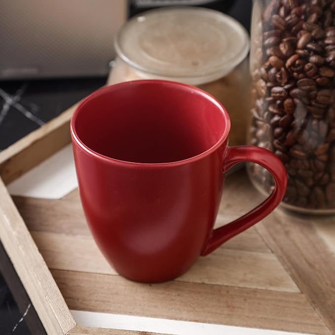 Stone Lain Sam Porcelain 32-Piece Round Dinnerware Set, Red