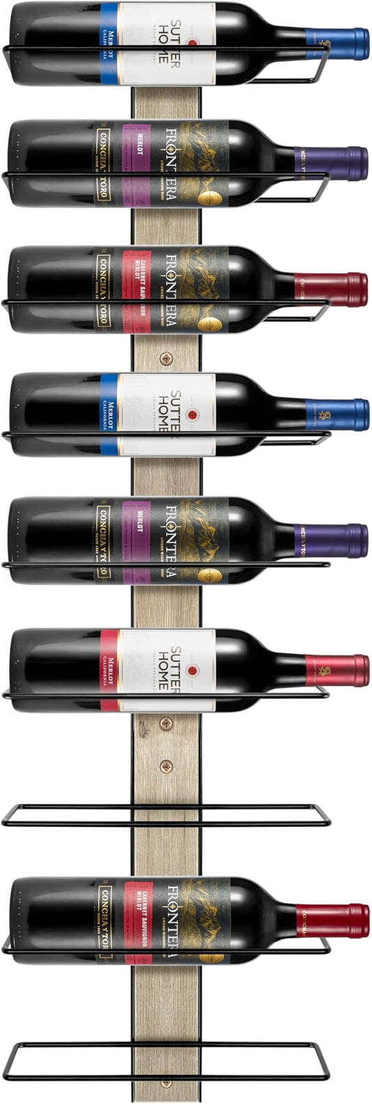 Sorbus Wall Mounted Wine Rack for 9 Wine Bottles - Wood Wine Rack Wall Mounted for Wine Bottles, Liquor, Champagne - Decorative Wood Wine Racks for Home Bar, Kitchen, Dining Room Wall Wine Bottle
