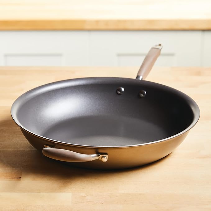 Anolon Advanced Home Hard Anodized Nonstick Frying Pan, 14.5 Inch ??Large Skillet with Helper Handle, 14 Inch Nonstick Frying Pan, Durable Cookware - Bronze