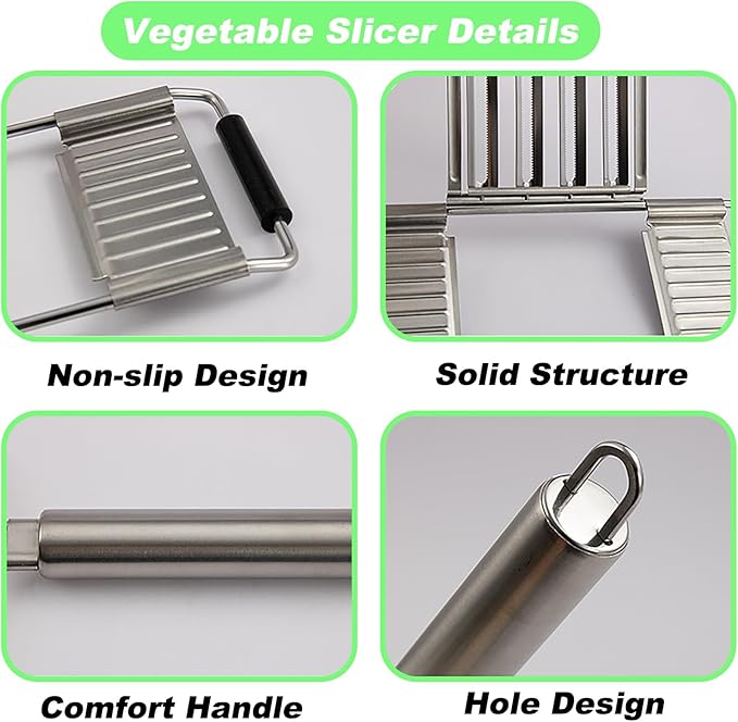 Suuker 4 in 1 Vegetable Cutter with Cheese Grater, Carrot Grater, Cabbage Shredder, Stainless Steel Mandoline Slicer for Kitchen
