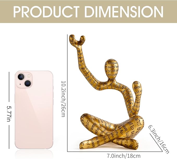 XINXUAN Abstract Wine Bottle Holder Home Decor, Resin Hollow-Out Design Decorative Wine Rack (Letter - Gold)