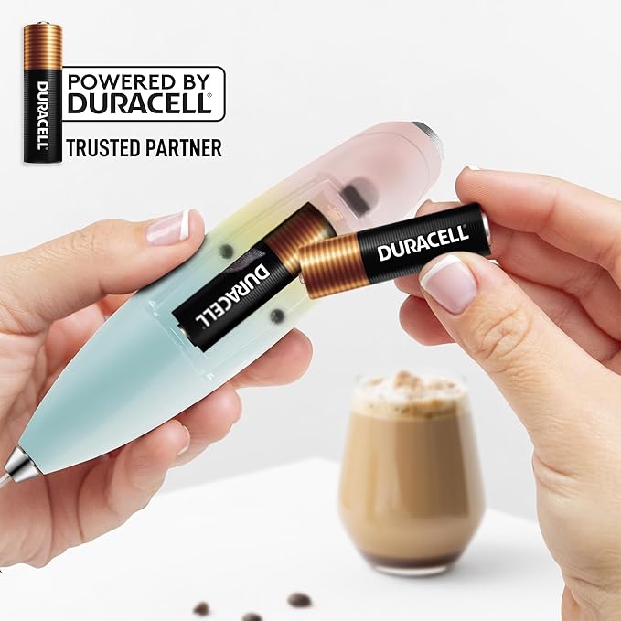 Zulay Kitchen Patented Tornado Triple Whisk Milk Frother with 4 Duracell Batteries ??Handheld Foam Maker for Coffee, Lattes, Matcha & Hot Chocolate ??Rich, Creamy Froth in Seconds