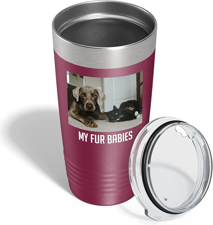 Personalized 20oz (17 Colors) Photo Picture Printed Insulated Stainless Steel Powder Coated Tumbler with Lid ??Customized Mother's Day Gift Gift for Him Men, Custom Coach Gifts Team Mom Dad (Maroon)