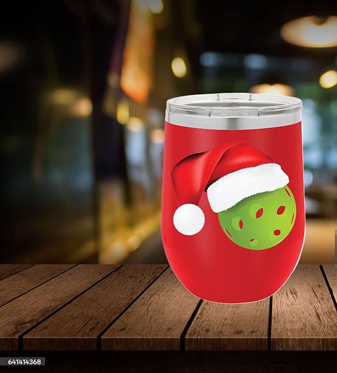 Pickleball Wine Tumbler, Pickleball Gift, 12oz Stainless Steel Wine Tumbler, Gifts For Him, For Her, For Boys, For Girls, Birthday, Christmas Gift idea (Red)