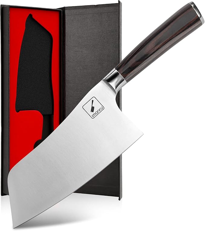 imarku Kitchen Knife, 7 Inch Ultra Sharp Butcher Knife - Japanese SUS440A Stainless Steel Meat Cleaver with Ergonomic Handle, Meat Knife for Home, Kitchen, Restaurant - Christmas Gifts