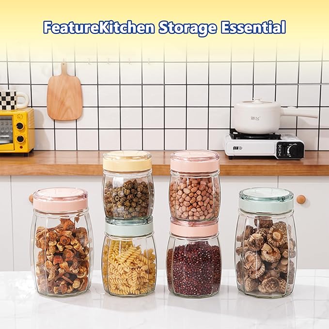 1.8L Food Storage Jars with Lids - Organize Flour, Oats, Pasta, Tea, Coffee Beans & Dry Goods - Individual Pantry Container