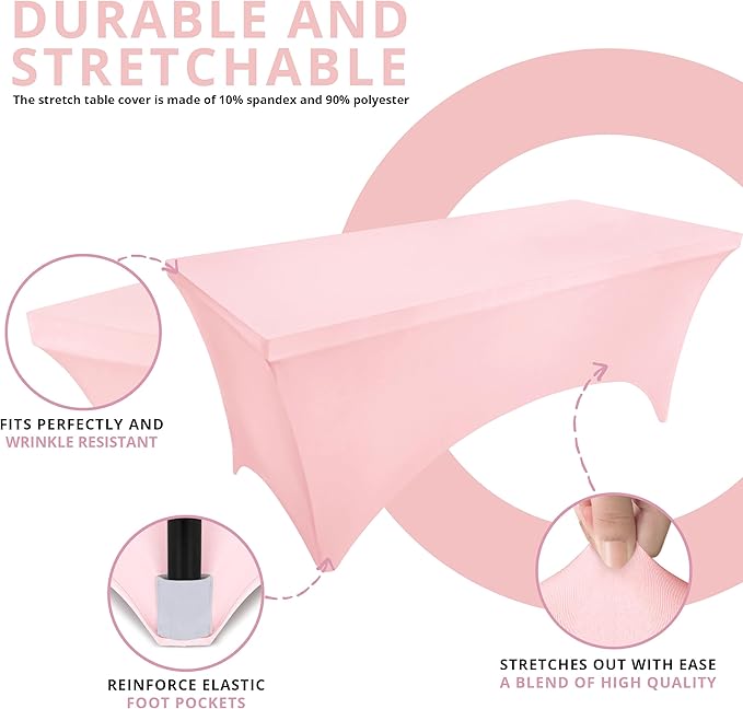 Utopia Kitchen Spandex Tablecloth 2 Pack [4FT, Pink] Tight, Fitted, Washable and Wrinkle Resistant Stretch Table Cloth Rectangle Cover for Trade Show, Weddings & Parties [48Lx30Wx30H Inch]