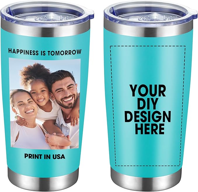 SMLIXE Personalized Coffee Tumbler Print in USA 20oz Stainless Steel Double Wall Insulated Coffee Cup With Text Photo Logo