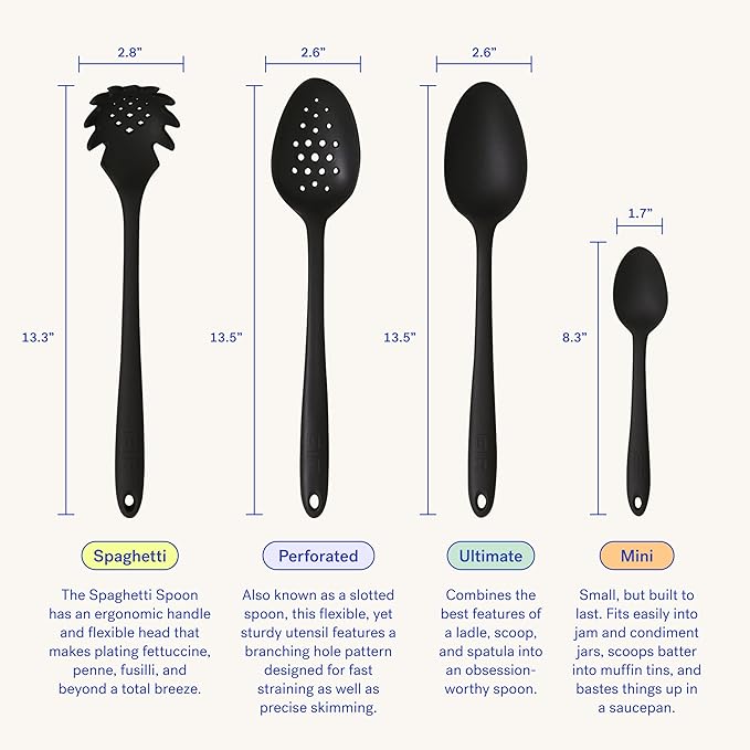 GIR: Get It Right Nonstick Kitchen Silicone Spoon for Mixing, Cooking, and Stirring - Heat-Resistant up to 425째F - 13 Inch, Studio - Silicone Kitchen Spoon