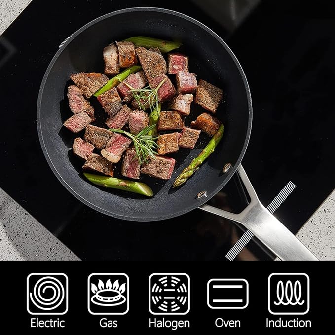 MsMk 8 inch and 10 inch Non Stick Frying Pans, Burnt also Nonstick Frying Pan Set, PFOA Free Non-Toxic, Scratch-resistant, Oven-Safe, Induction Ready, Compatible with All Cooktops