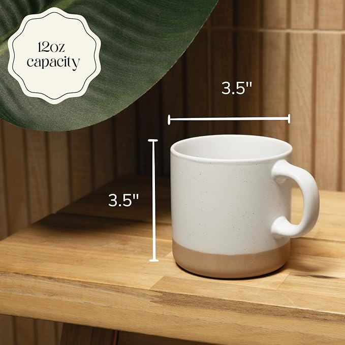 Unboxme Givenne Ceramic Coffee Mugs Set of 2, 12 oz - Handcrafted Speckled Gloss, Nature-Baked Base, Microwave Safe
