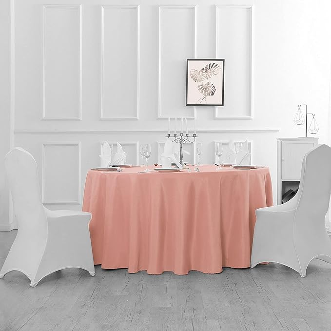 Cupuamon 90 inch Round Tablecloth Washable Polyester Table Cloth Decorative Table Cover for Wedding Party Dining Banquet（90 inch, Dusty Pink）